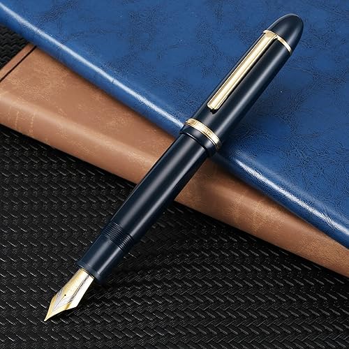 Miniatura 4 de Jinhao X159 - Pluma estilográfica de punta fina, color azul oscuro con clip dorado, acrílico de gran tamaño