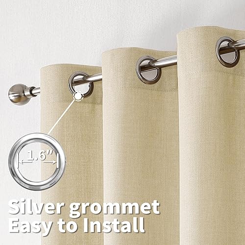 Miniatura 7 de BGment Cortinas de lino sintético de 84 pulgadas de largo, 2 paneles para sala de estar y dormitorio, cortinas de cortina de ventana con ojales de