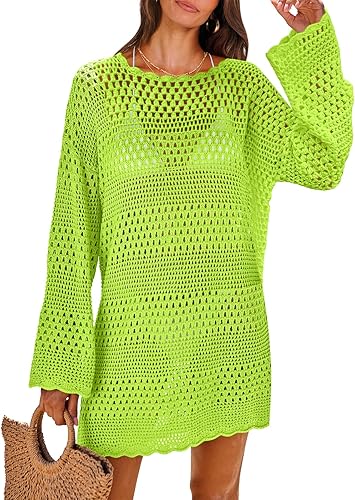 ANRABESS Vestido de playa de crochet para mujer, traje de baño de verano 2025, traje de baño de malla de punto para mujer, vestido de playa para