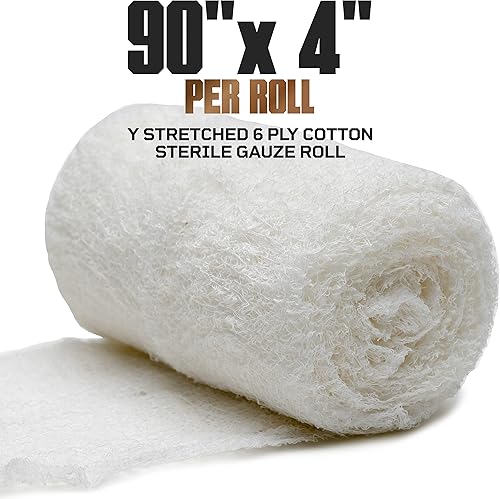 Miniatura 3 de Tacticon Gasa estéril comprimida de 4.5 pulgadas x 4.1 yardas, 6 capas | Empresa propiedad de veteranos de combate | Deja de sangrar heridas de