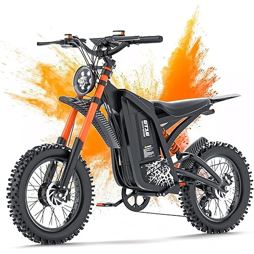 Electric Dirt Bike for Adults, 3000W Peak Motor, 36 MPH, 100Miles, 48V/20Ah Battery, 45° Slope, Dual Hydraulic Brake, Full Suspension, All Terrain Electric Motorcycle, 16" Off-Road Tire E-Bike