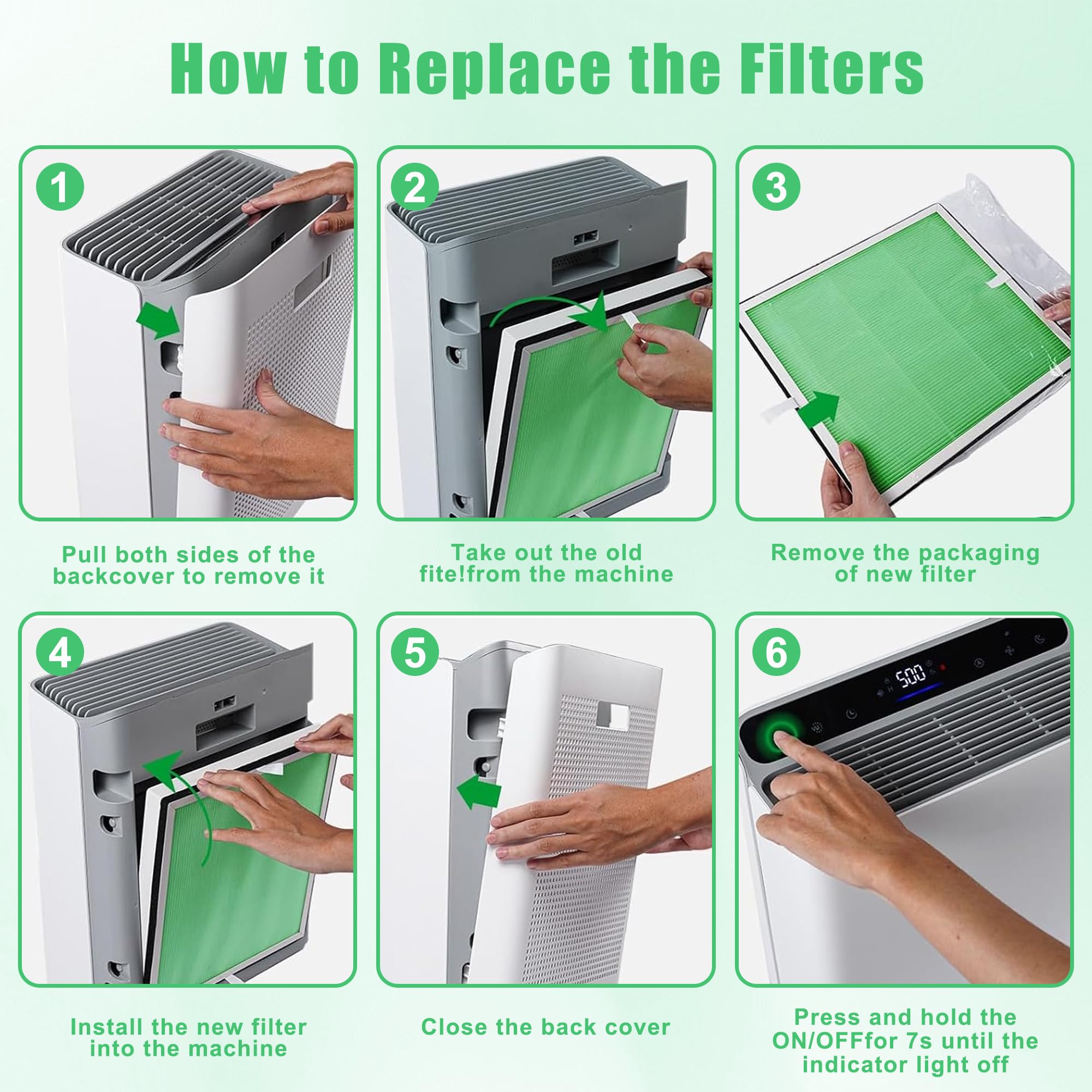 de filtro HEPA verdadero isingoione Europa compatible con el purificador de aire Afloia Europa, 3 en 1 de prefiltro, HEPA verdadero y filtro de carbón activado, versión absorbente de