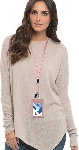 Miniatura 6 de Wisdompro - Soporte para insignia, 2 caras, de piel sintética, para tarjetas de identificación, con 1 ventana transparente para identificación y 1