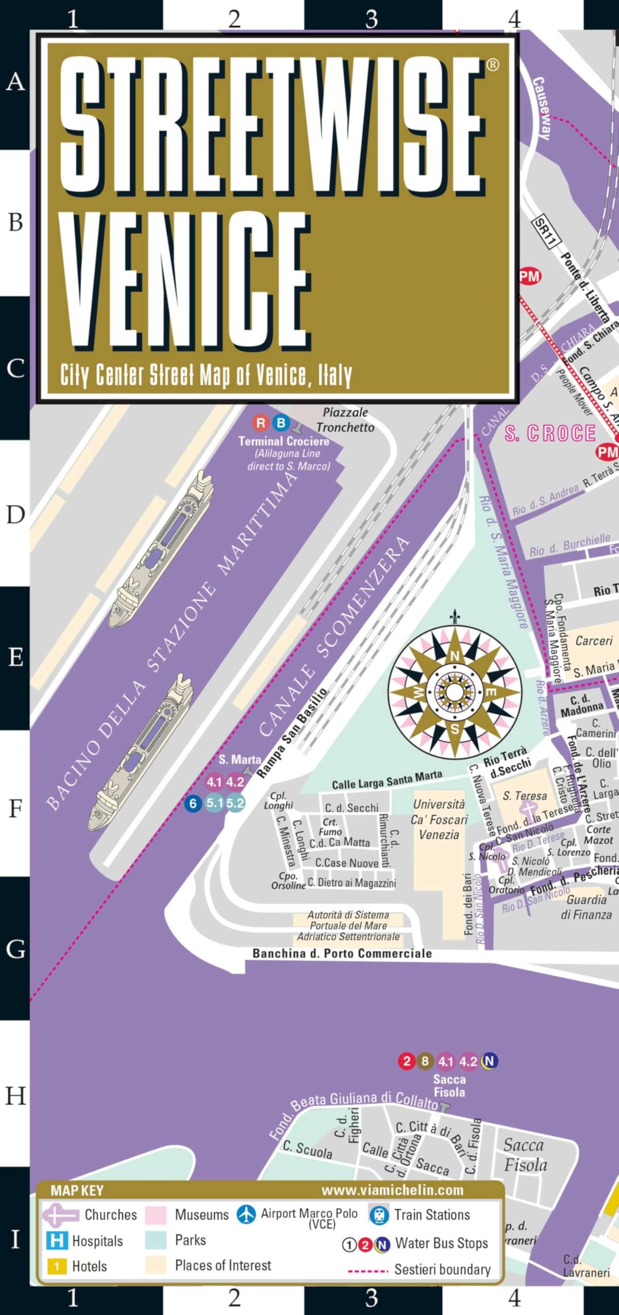 Streetwise Venice Map - Laminated City Center Street Map of Venice, Italy: City Plan (Streetwise Maps)