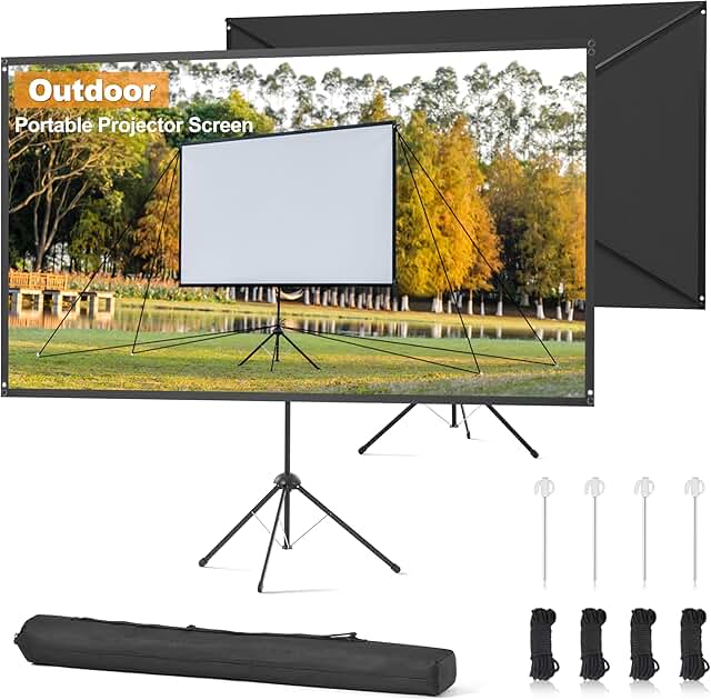 Outdoor Projector Screen 100 Inch, 16:9, High Gain, Projector Screen wit...