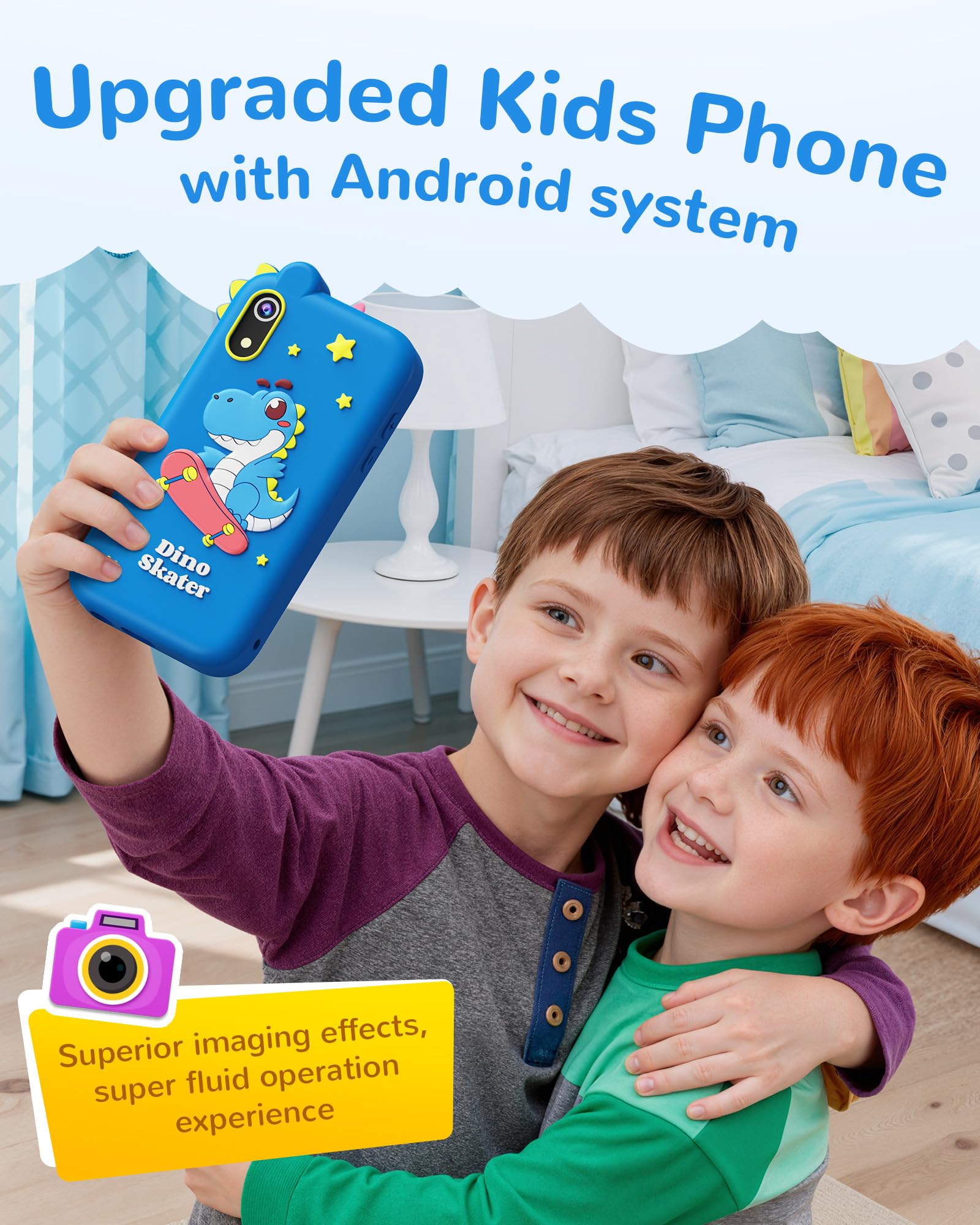 UCIDCI Smartphone Giocattolo Telefono per Bambini e Bambine, Cellulare con Doppia Macchina Fotografica Bambini, Giochi Educativi MP3, Regalo Bambina 3-8 Anni, Compleanno Pasqua (Blu, Schermo 4 poll.)