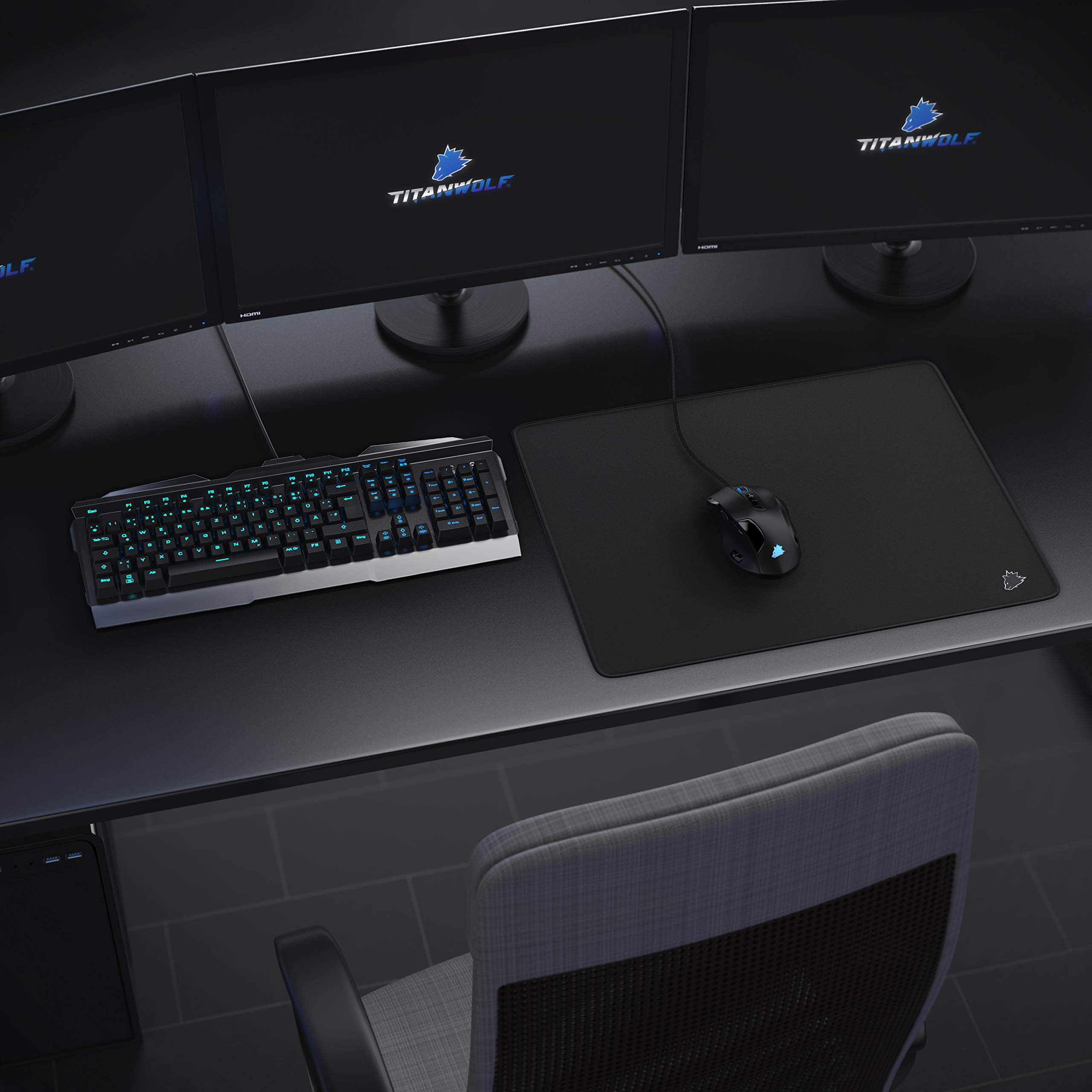 TITANWOLF – XXL Speed Gamingowa podkładka pod mysz Titanwolf czarna, 440 x 350 mm, XXL, podkładka na stół, duży rozmiar, poprawia precyzję i prędkość