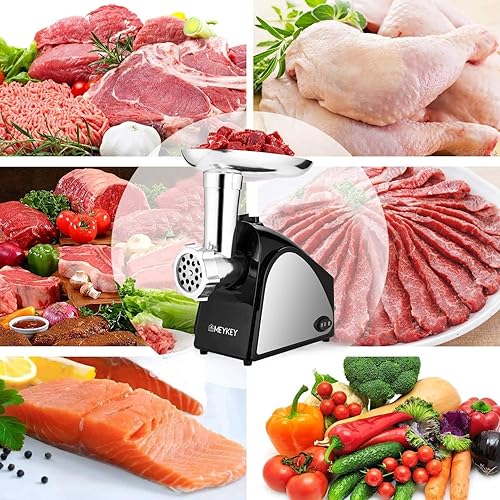 Miniatura 7 de Homdox - Picadora de carne de 2000 W, con 3 placas de molienda de acero inoxidable y tubos de relleno de salchichas para uso doméstico y comercial
