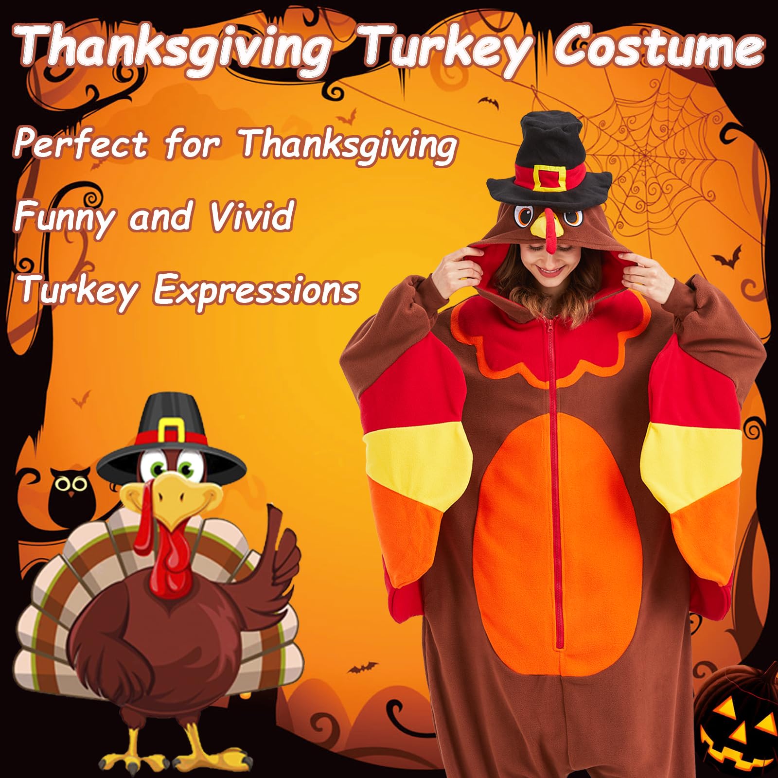 Mameluco de pavo para adultos, disfraz de Acción de Gracias, Halloween, pijama de una pieza para cosplay de animales para mujeres y hombres