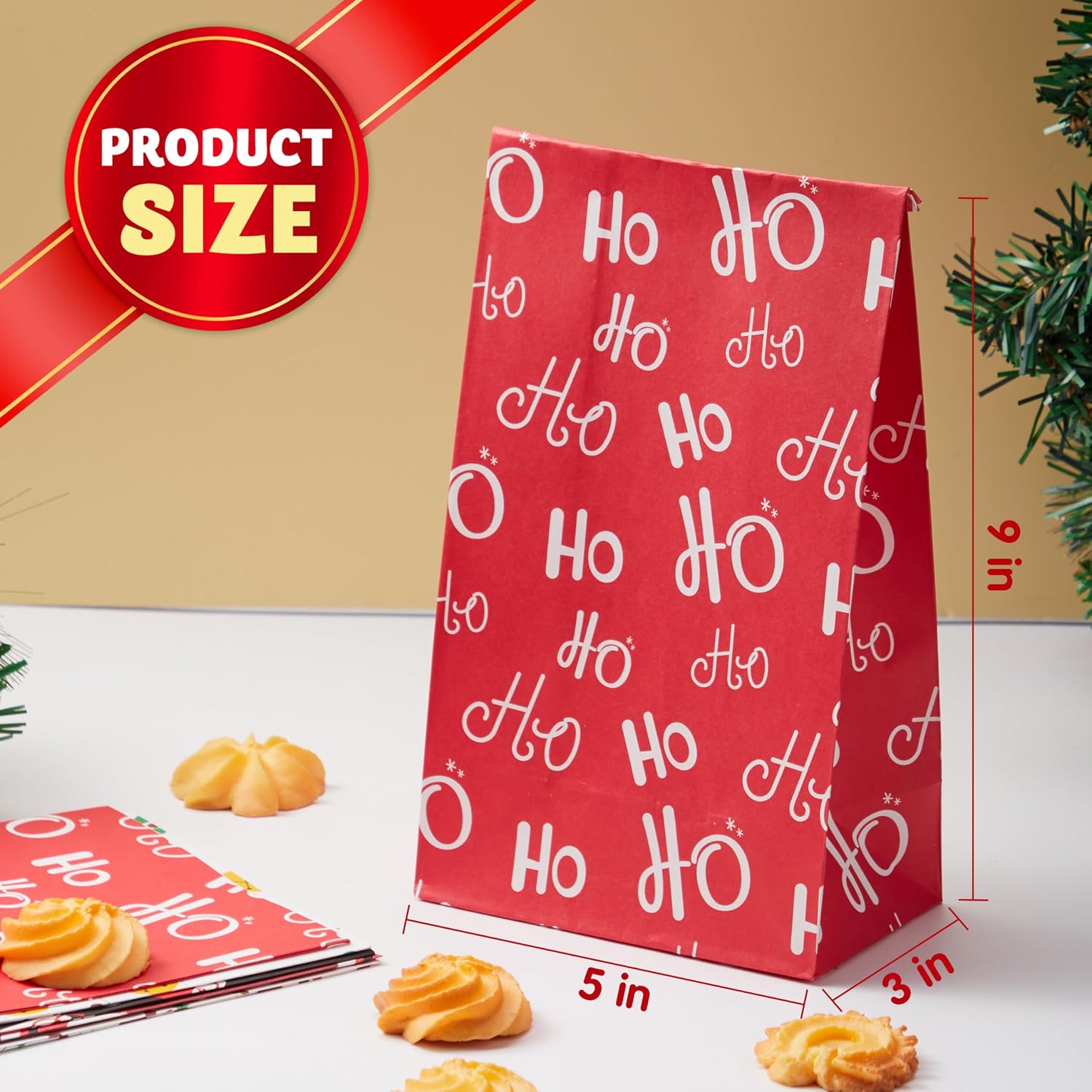 JOYIN 96 PCS Christmas Goody Bags with 12 Designs, Xmas Goodie Candy Gift Bags for Classrooms Festivals Birthdays Party Supplies, Christmas Holiday Treat,Present Packing (9" x 5" x 3")
