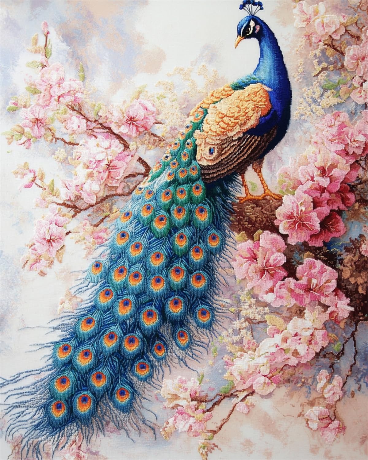 9CT Diy Kits De Broderie De Perles Perles De Broderie De Paon Colorées,Kit De Bricolage De Perles D'Animaux Fantastiques Pour Débutants,Ensemble De Travaux D'Aiguille,Décoration Murale À Mo 60x80cm