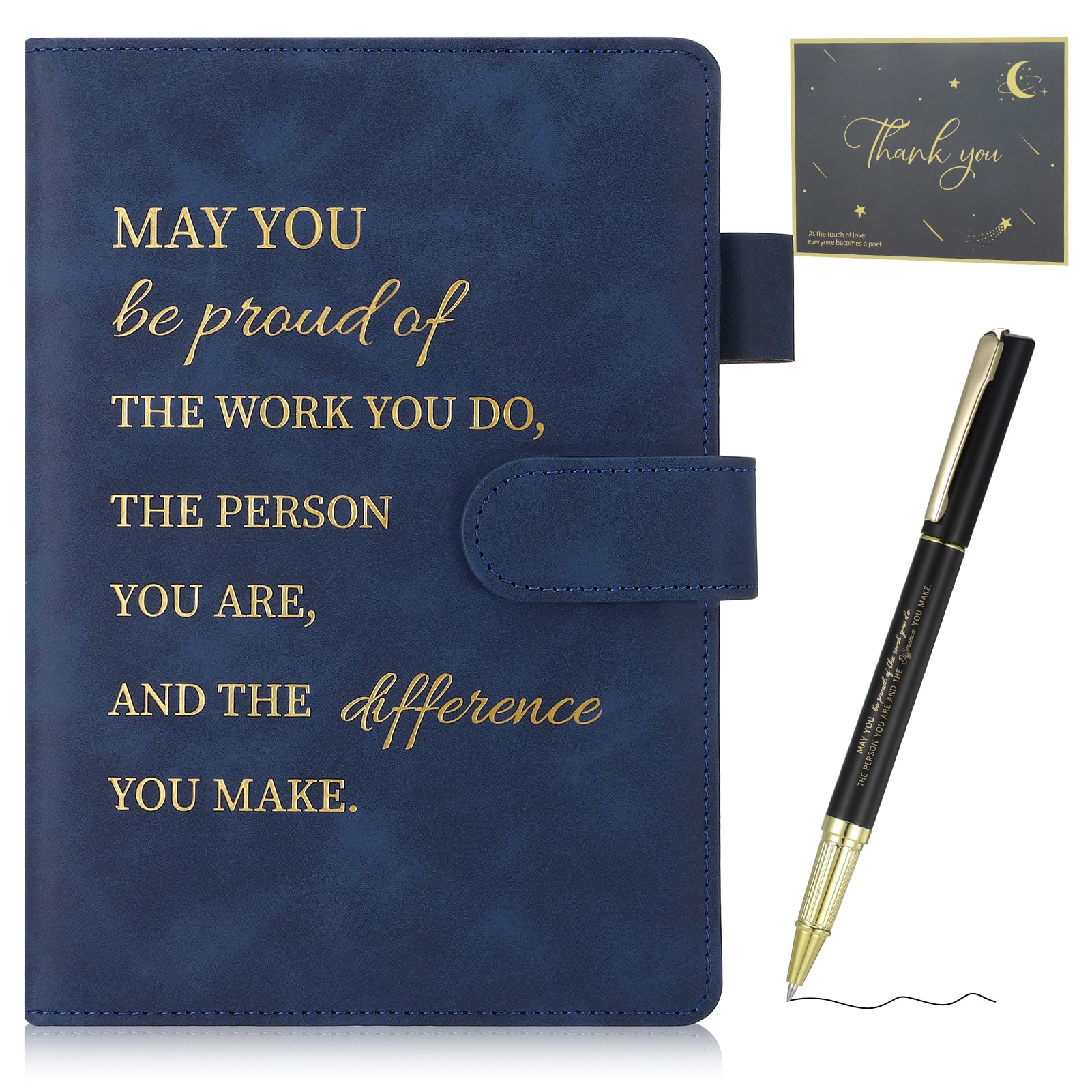 Thank You Gifts Employee Appreciation Gift Inspirational A5 Notebook Pen and Greeting Card Gift Set Friendship Leaving Gifts for Colleagues Women Men Coworker Nurse Teacher Employee (Dark Blue) — image 1