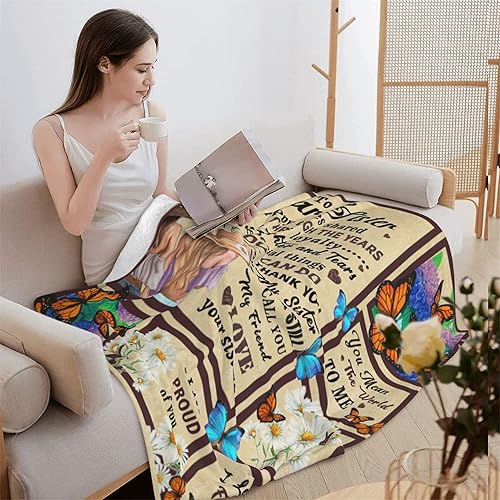 Miniatura 5 de Manta de regalo para hermana, regalos de cumpleaños para hermana, manta de mariposa para hermana, mujeres, mejores amigas, manta suave para sofá o