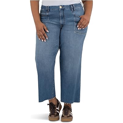 Джинсы KUT from the Kloth Plus Size Meg High-Rise Wide Leg Front Pockets Inset-Raw Hem