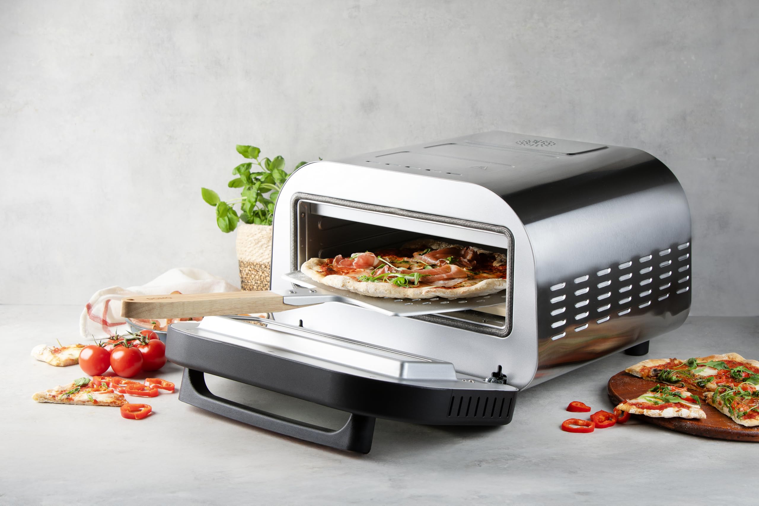 DOMO DO9289PZ Pizza Genius, elektryczny piec do pizzy, 1700 W, 6 programów, Twoja ulubiona pizza w zaledwie 2 minuty, kamień kordierytowy - temperatura 80-450°C