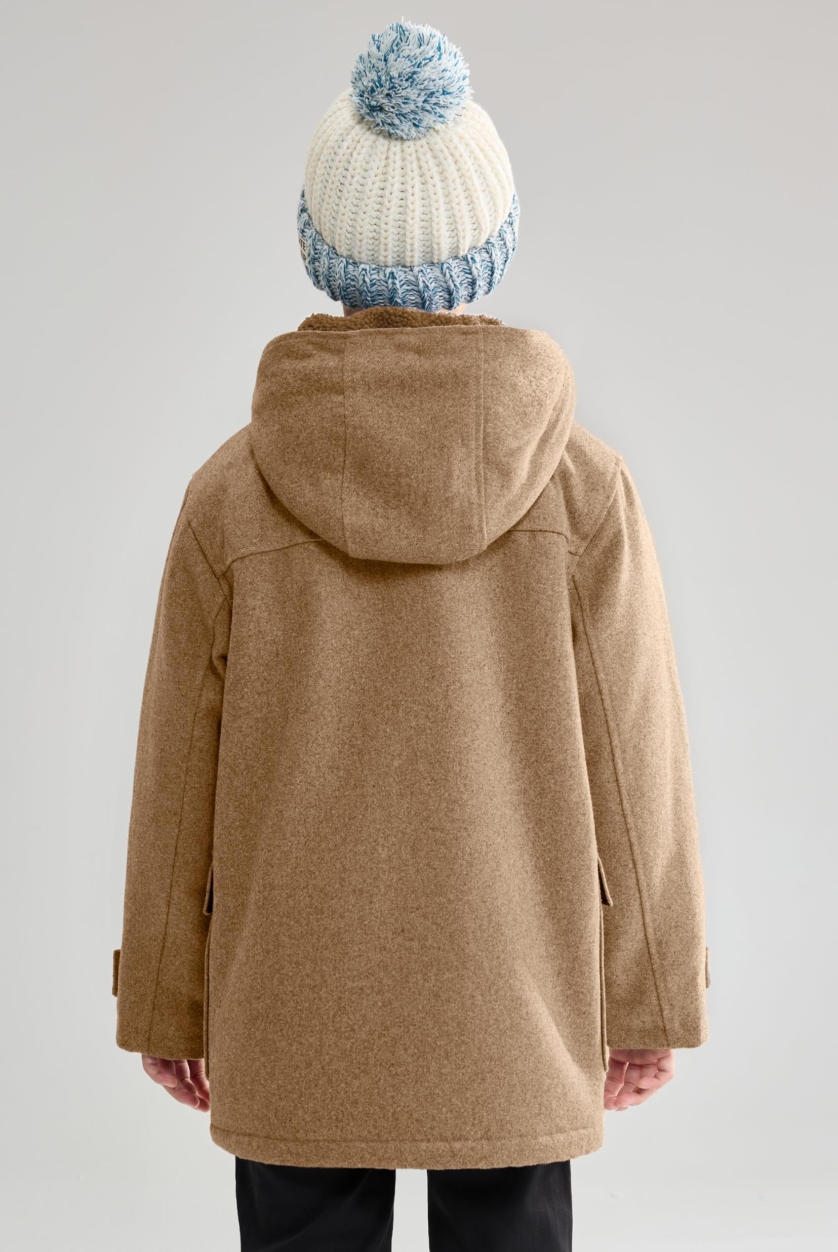 maoo garden Manteau en Laine pour Garçons Veste de sport Doublée Sherpa Lourde d'hiver pour Enfants Manteau Habillé Trench à Capuche