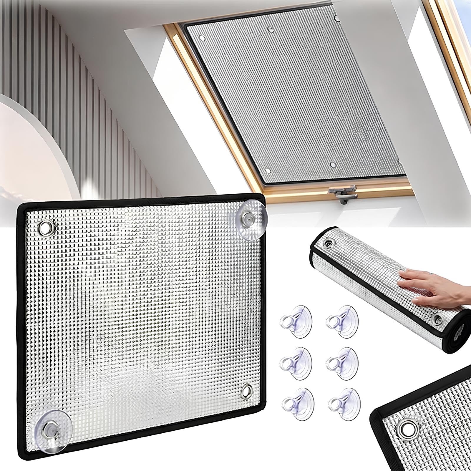 30 40 50 60 70 80cm Film Isolation Thermique en Aluminium Réfléchissant pour Fenêtre avec Ventouse 8mm Réutilisable Panneau de Protection Solaire Anti Chaleur