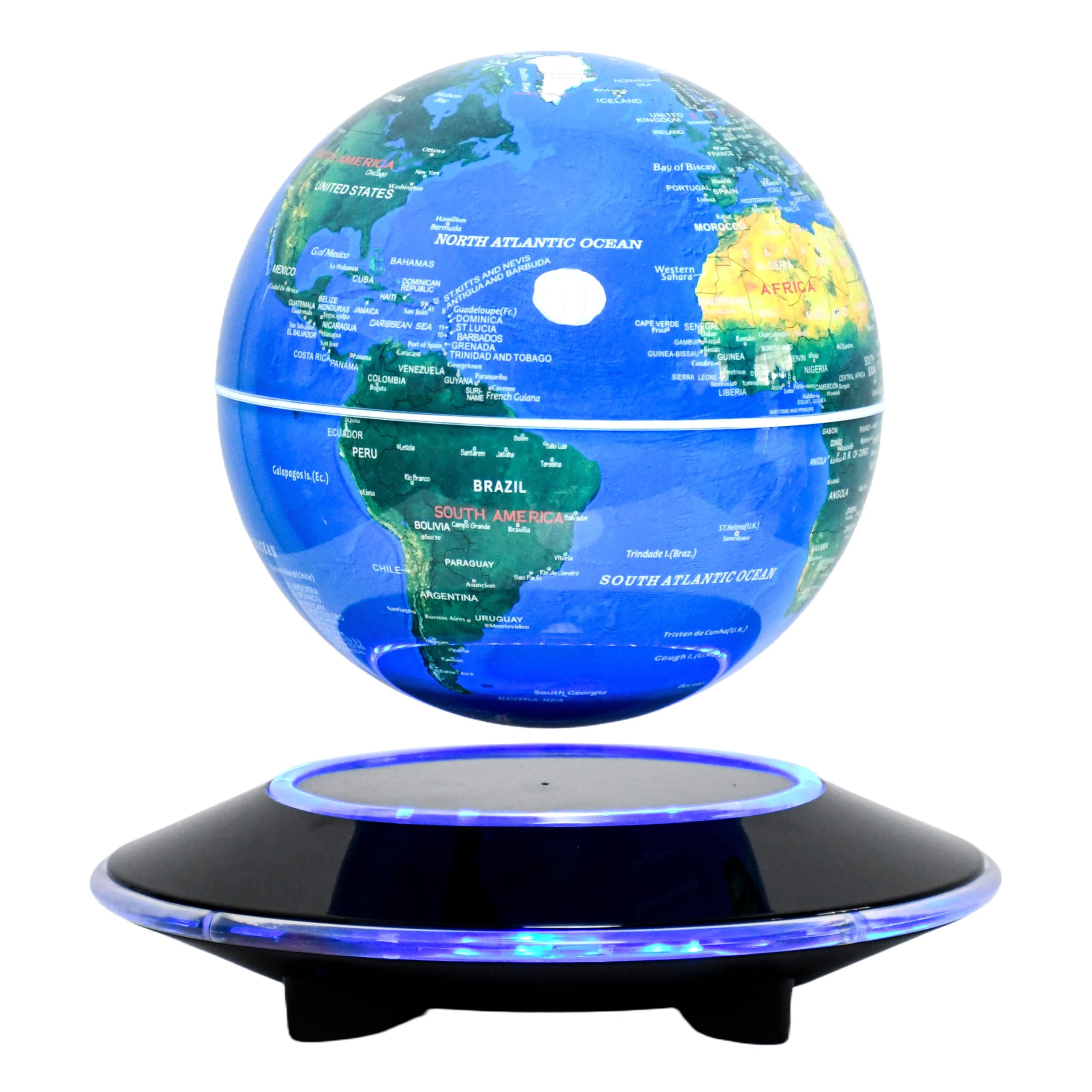 Globo Terráqueo Flotante Magnético de 6 Pulgadas con Iluminación LED de KAIMC para Niños, Decoración de Oficina Fresca para Hombres, Regalos de Cumpleaños Únicos