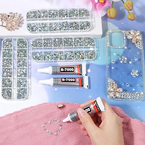 Miniatura 2 de Pegamento de diamantes de imitación B7000 con 14000 diamantes de imitación para manualidades, kit de diamantes de imitación AB transparentes