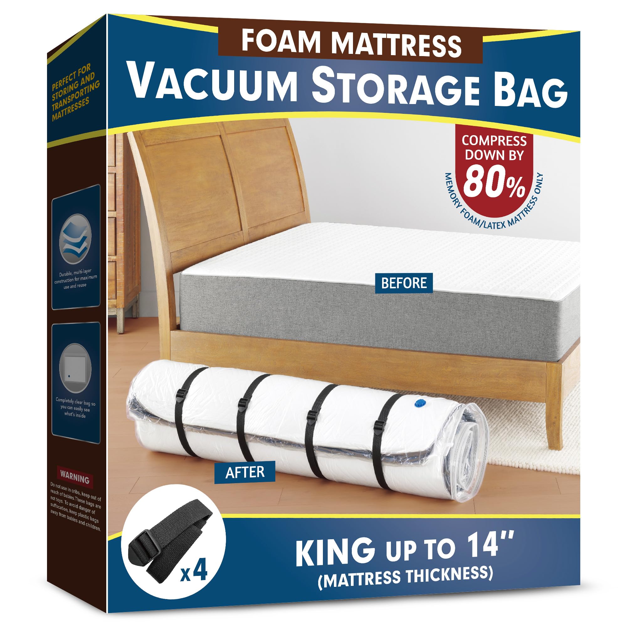 Vacuum Mattress Bag for Memory Foam and Latex - Sealed for Easy Movement