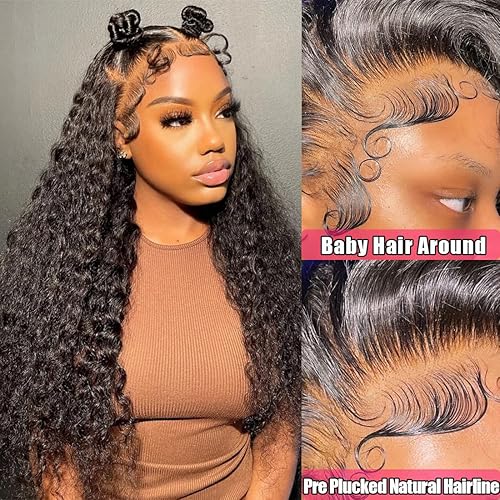 Miniatura 3 de Pelucas de cabello humano ondulado con encaje frontal HD de 13 x 6 pulgadas, sin pegamento, pelucas de cabello humano para mujeres negras, densidad