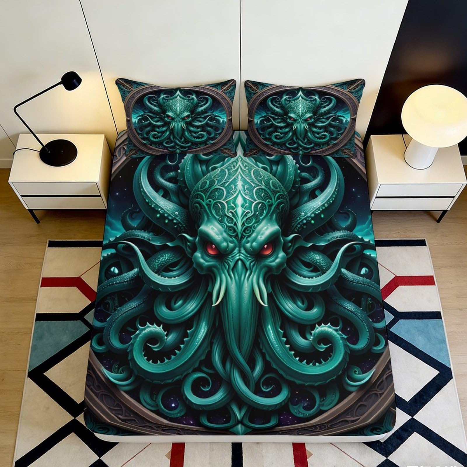 Pnayamiorkfel Style-3 3D Printed Cthulhu Tentacle Fitted Sheet Microfiber Soft Bedroom Decor Gothic Mattress Cover For Home Dorm 90X200x25cm