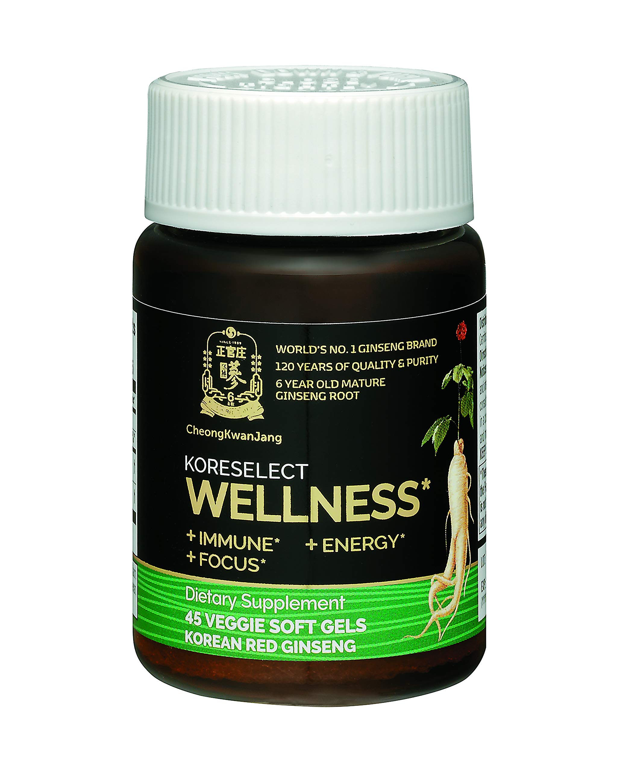 KORESELECT Wellness - Blood Circulation Supplements, 100% Vegan, Korean Red Panax Ginseng Extract, Dietary Herbal Supplement for Men & Women, Stress Relief, Immune System Support - 45 Softgels Pills