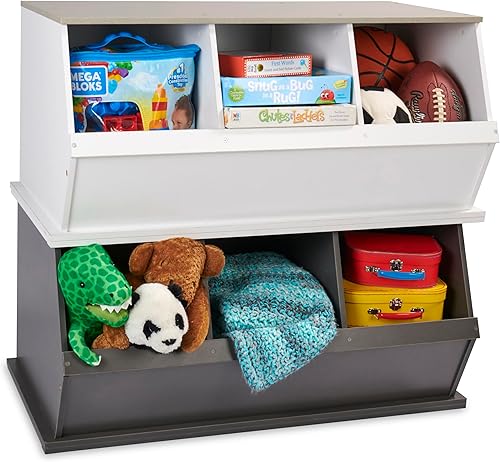 Miniatura 7 de Badger Basket Organizador apilable de almacenamiento de juguetes de tres cubos para niños, sala de juegos, guardería o dormitorio, diseño de madera