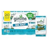 Gimme Seaweed Organic Premium Roasted Seaweed Snacks, Sea Salt, 20 Count, Keto, Vegan, Gluten-Free, Great Source of Omega3s and Iodine, Healthy On-The-Go Snack for Kids and Adults