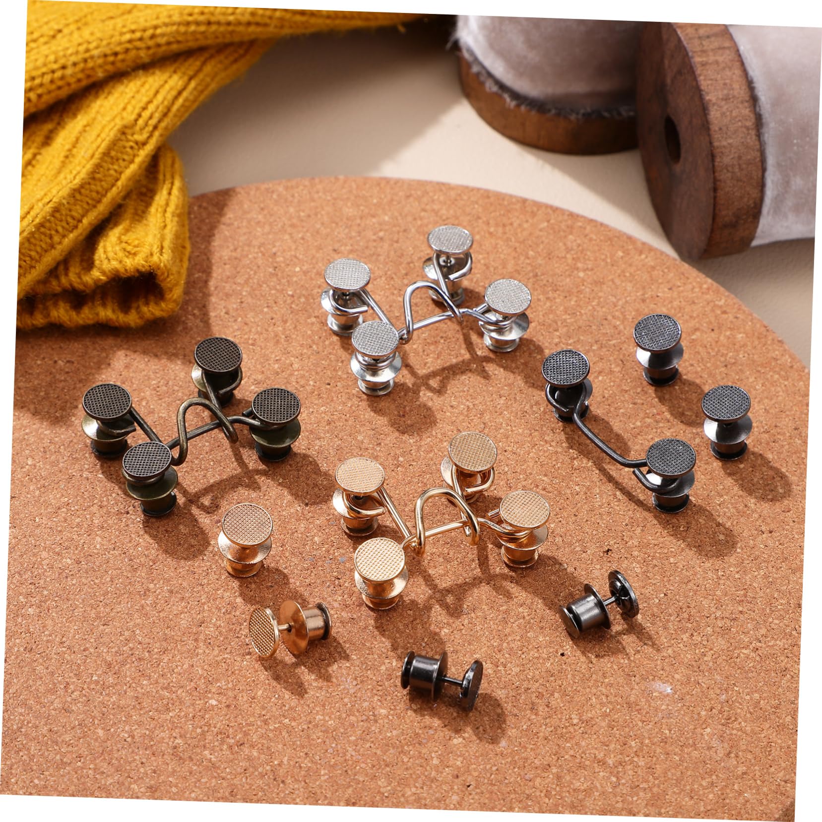 SHINEOFI 40 Juegos ajuste de cintura de jeans extensor manos fijador ajustador - Botón cintura jeans - Clips para cinturón de vaqueros. reemplazo de botones de jeans tensor de cintura Metal