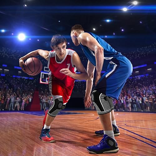 Miniatura 6 de Paquete de 2 rodilleras para dolor de rodilla, mangas de compresión ultra rodilla con gel de silicona y soporte de resorte, protector de rótula de