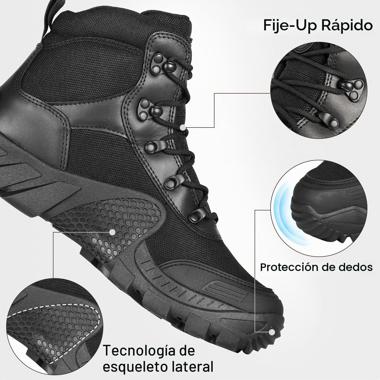 FREE SOLDIER Botas de Caza para Hombres Medio Alto Zapatos Botas Militares de Combate de Tiro Alto con Cordones Ligeros para Todo Terreno para Montaña Trekking