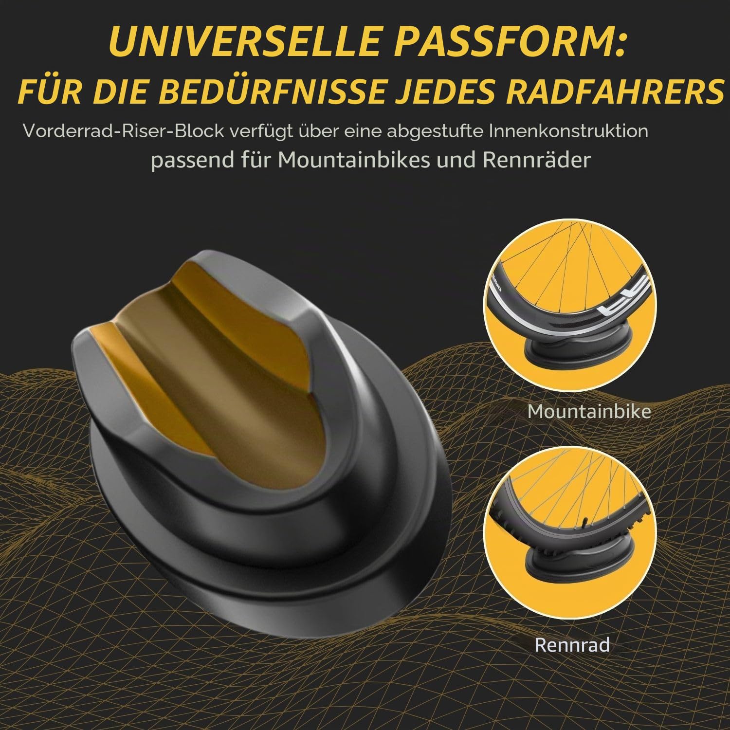Flexzion Vorderradstütze für Fahrrad Rollentrainer, Zubehör für Indoor Fahrradtrainer Ständer, Stabiler, geformter Kunststoff-Vorderrad Unterstützung, Vorderrad-Riser-Block, schwarz