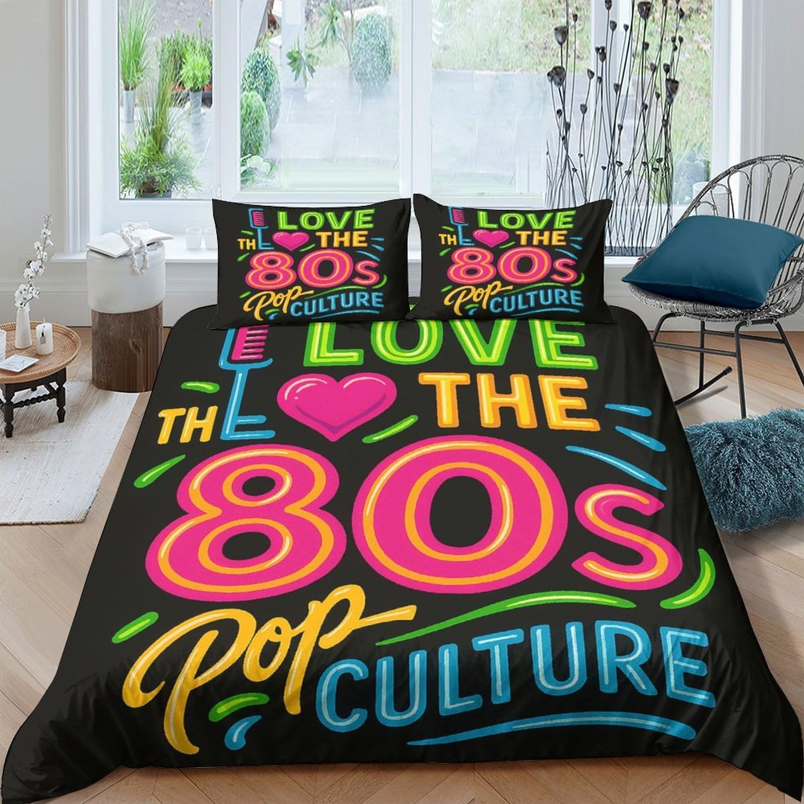 Ctjqhvkz Style-2 3D Printed Retro Pop Culture Fitted Sheet Microfiber Soft Colorful 80S Style Bed Cover For Bedroom Dorm Decor Single（135X200cm）