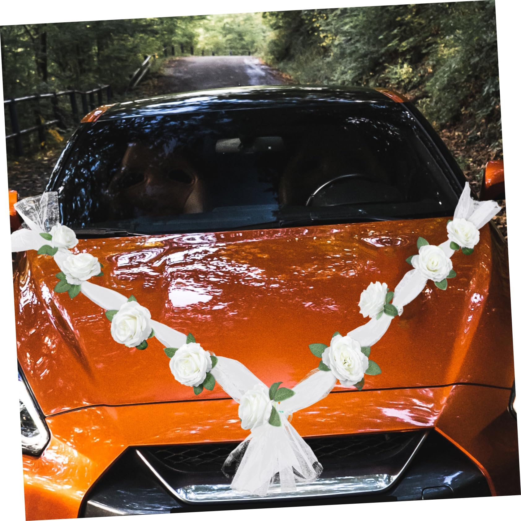 Zerodeko 2 Sets Hochzeit Auto Gürtel Lebensechte Rose Girlande Auto Decor Gefälschte Rose Hochzeit