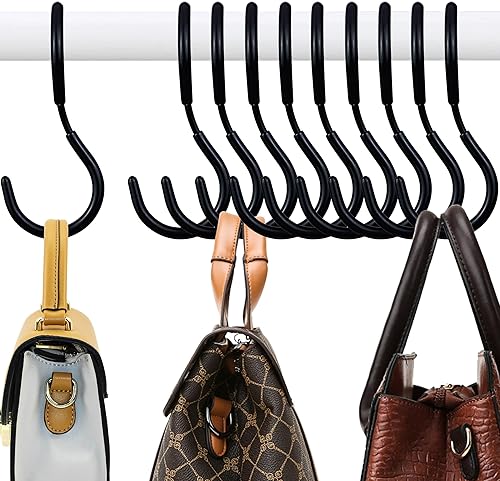 Paquete de 10 ganchos en forma de S para colgar, ganchos en forma de S con 2 fundas brillantes de protección extra, ganchos de baño, ganchos de