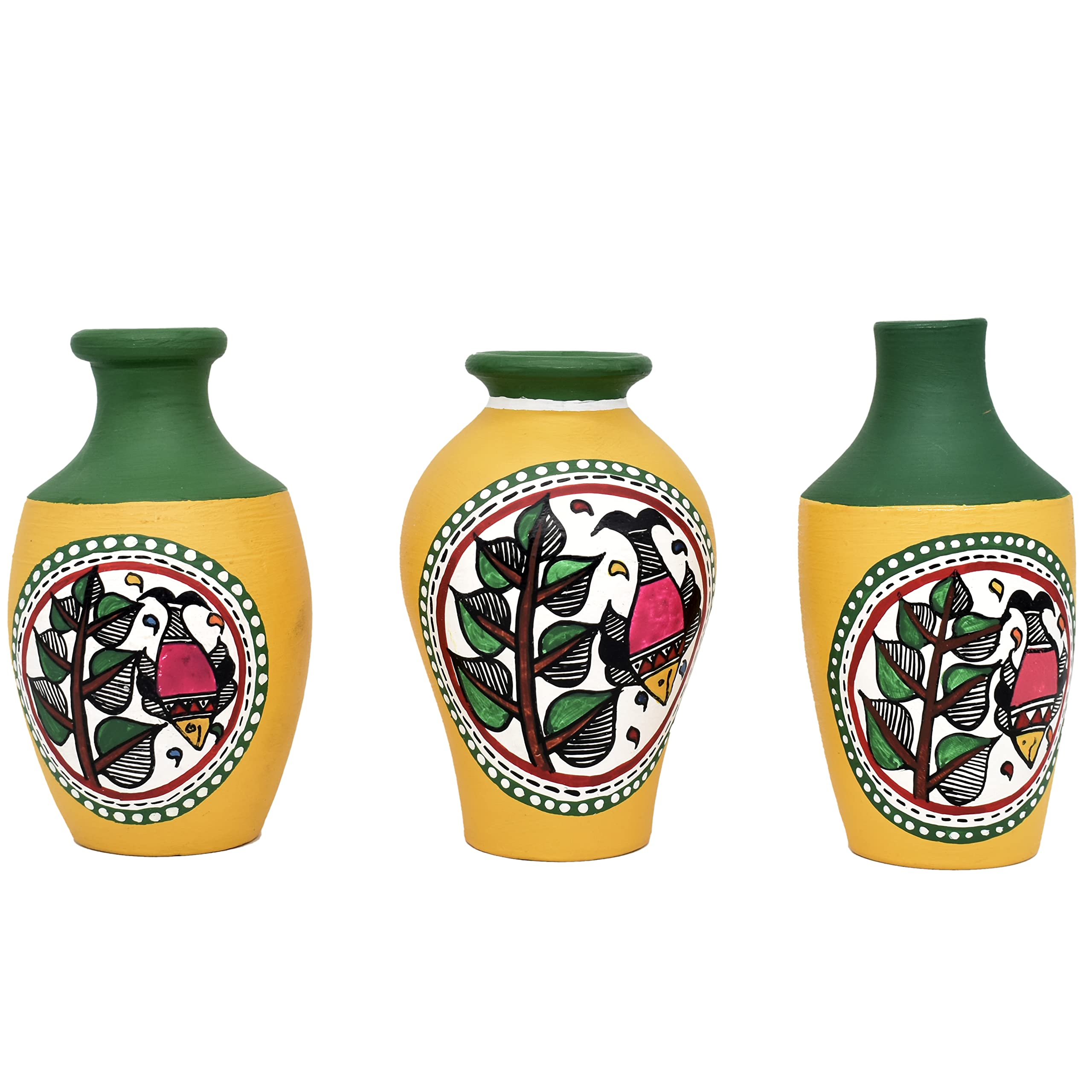 Vintage Warli Terracotta Pots - 3 Piece Combo -7 Vintage Warli Terracotta Pots - 3 Piece Combo -7