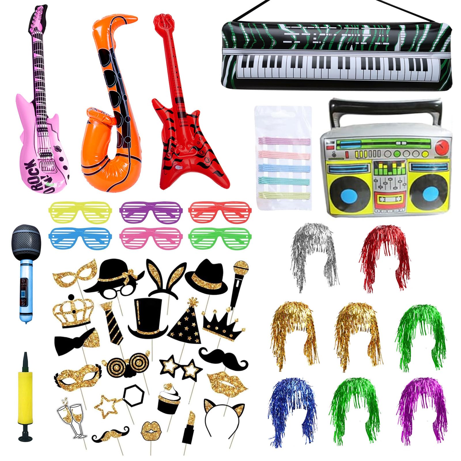65 pezzi di accessori per feste, accessori per fotobox, accessori per foto per accessori di festa per matrimonio, Halloween, Natale, decorazione da tavolo per compleanno, Carnevale, decorazione per