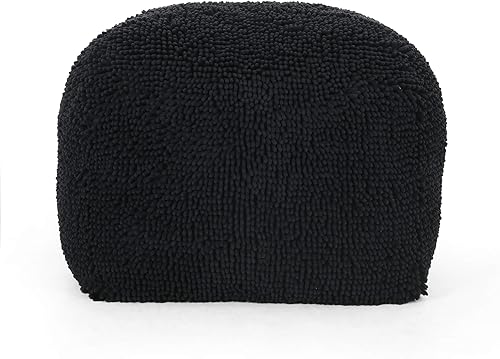 Christopher Knight Home Moloney - Puf redondo de chenilla de microfibra, color carbón