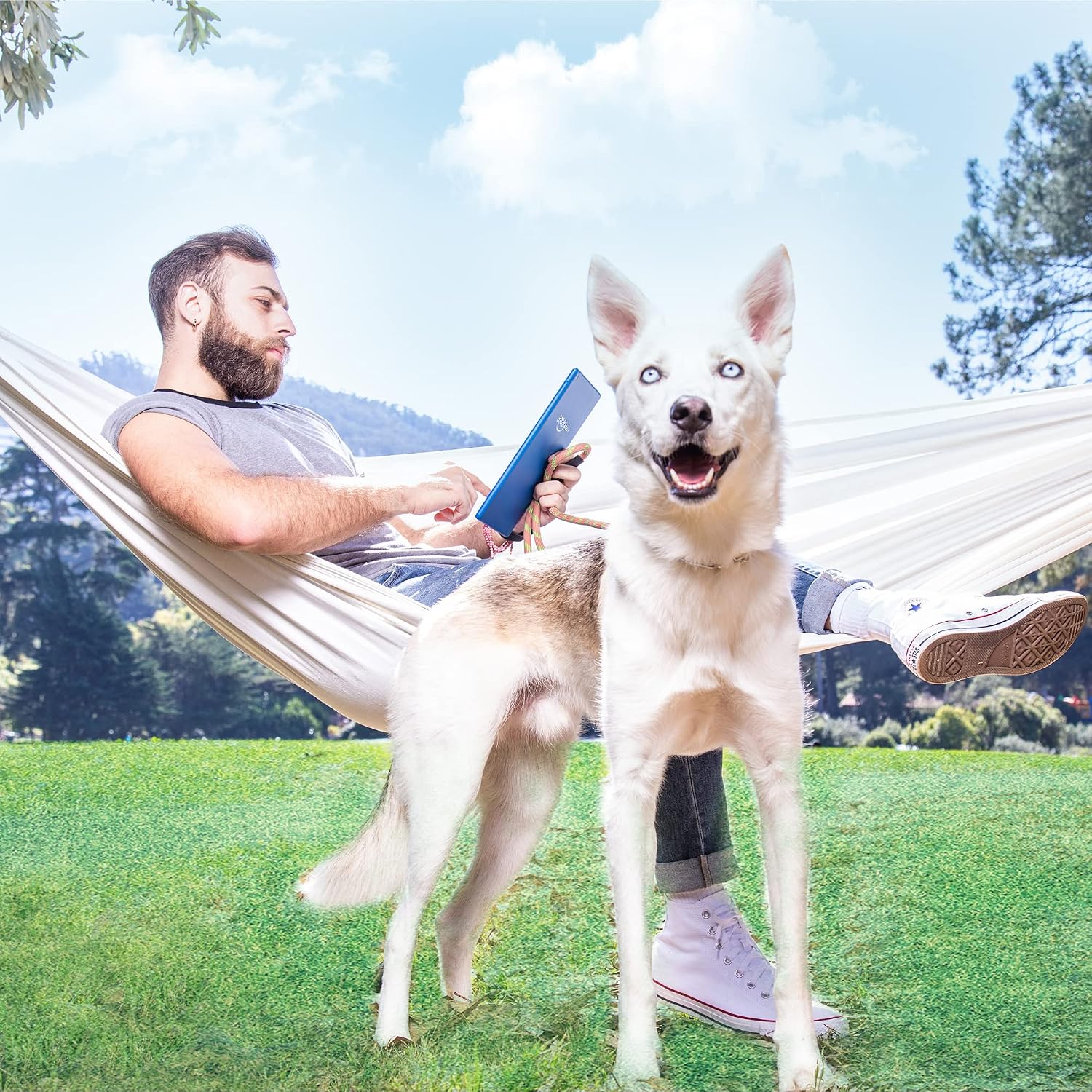 Double Hammock - Comfortable Woven Canvas Hammock Made from Cotton Fabric - Works as an Indoor and Outdoor Hammock - Escape & Relax at Home in This 2-Person Hammock (Playa Blanca)