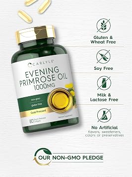 Carlyle Evening Primrose Oil Supplement 1000mg | 80 Softgel Capsules | Non-GMO & Gluten Free