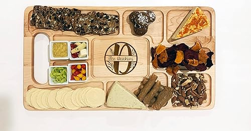 Miniatura 6 de Charcuterie Board Personalized, Wedding Gift, Snack Tray with Handle, Family Name Engraved, Fruit Veggie Platter, Brunch Board, Gift for Couple