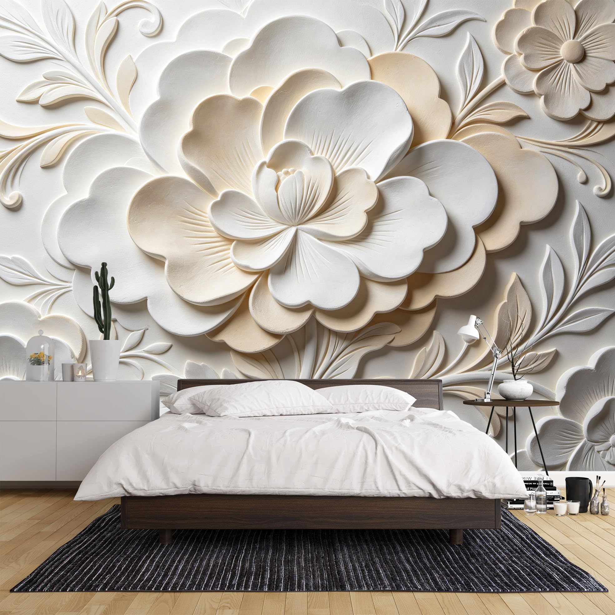 Papel Pintado Mural Gigante con Relieve De Yeso Falso 3D De 600 × 420 cm (Ancho X Alto). Papel Pintado Fotográfico No Tejido para Revestimiento De Paredes, Decoración De Paredes para Sala De Esta