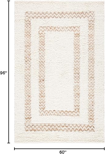Miniatura 2 de SAFAVIEH Natura Collection - Alfombra de área de 5 x 8 pies, marfil y natural, lana hecha a mano, ideal para zonas de alto tráfico en sala de estar,