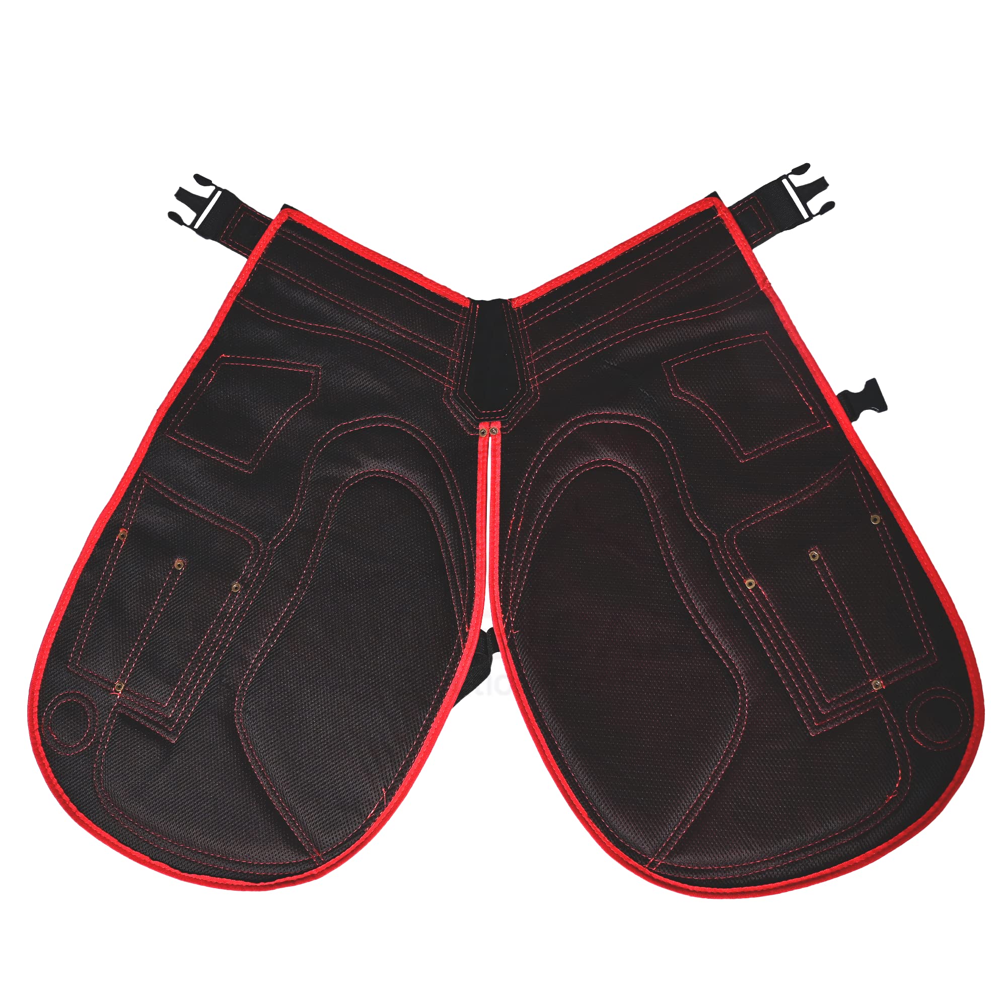 Equine Care Delantal resistente de 68,5 cm de longitud, piel de vacuno y lona, parte trasera de malla de aire, soporte trasero, 4 bolsillos para cuchillos de pezuña, 2 imanes de uñas, equipo de