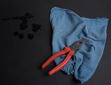 Cotton Shop Towels Blue (Pack of 150) Size 14x14 Inches Cleaning Rags Absorbent Shop Rags and Multipurpose Cleaning Towels for Automobiles, Industries, Garage and Homes