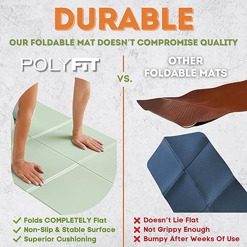 Miniatura 4 de Polyfit Esterilla de yoga plegable para viajes y entrenamientos en casa, 0.276 in de grosor, ligera, plegable y fácil de almacenar, alfombrilla de