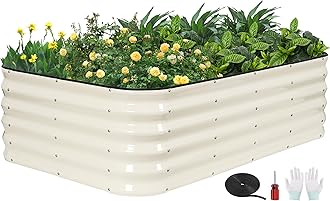 GoCampDriect 4 in 1 Raised Garden Bed - 5x3x1.4ft Galvanized Raised Garden Boxes Outdoor Corrosion Resistant | Variable Shape 6x2x1.4ft Metal Raised Garden Beds for Planting Vegetable, Fruits,Flower