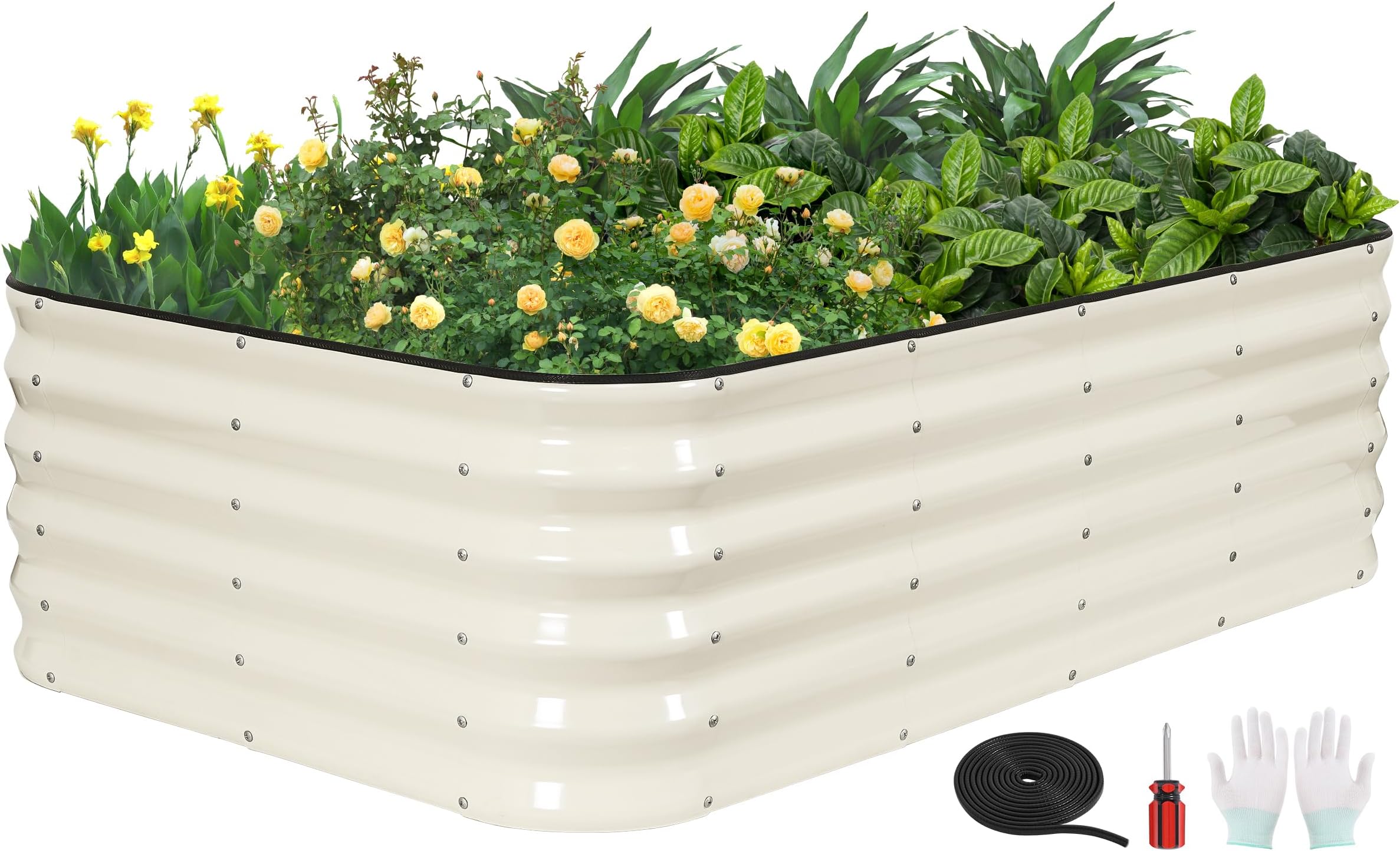 GoCampDriect 4 in 1 Raised Garden Bed - 5x3x1.4ft Galvanized Raised Garden Boxes Outdoor Corrosion Resistant | Variable Shape 6x2x1.4ft Metal Raised Garden Beds for Planting Vegetable, Fruits,Flower