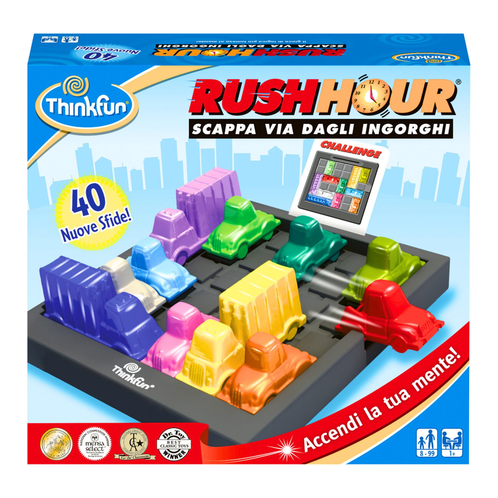 ThinkFun - Rush Hour, Scappa Dagli Ingorghi, Gioco da Tavolo, 1+ Giocatori, Idea Regalo per Bambini e Ragazzi 8+ Anni, Edizione in Italiano